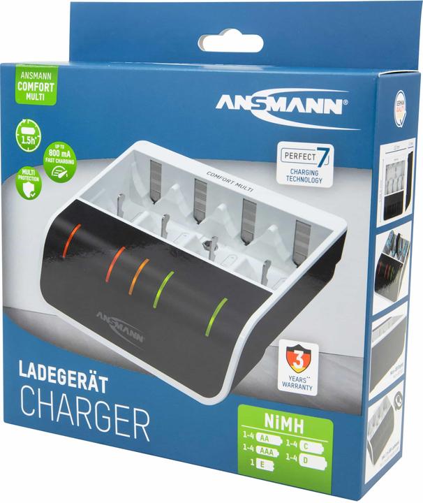 Produktbild Ansmann Comfort Multi Ladegerät (1 Stk., AA, HR03, 800 mAh, Ladegerät ohne Akku)