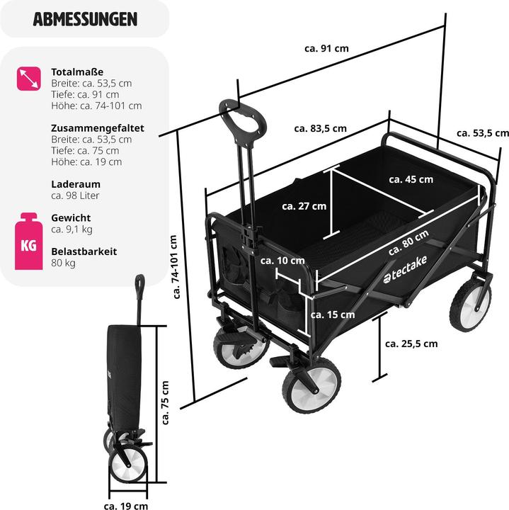 Image du produit tectake Chariot pliable LEON avec freins