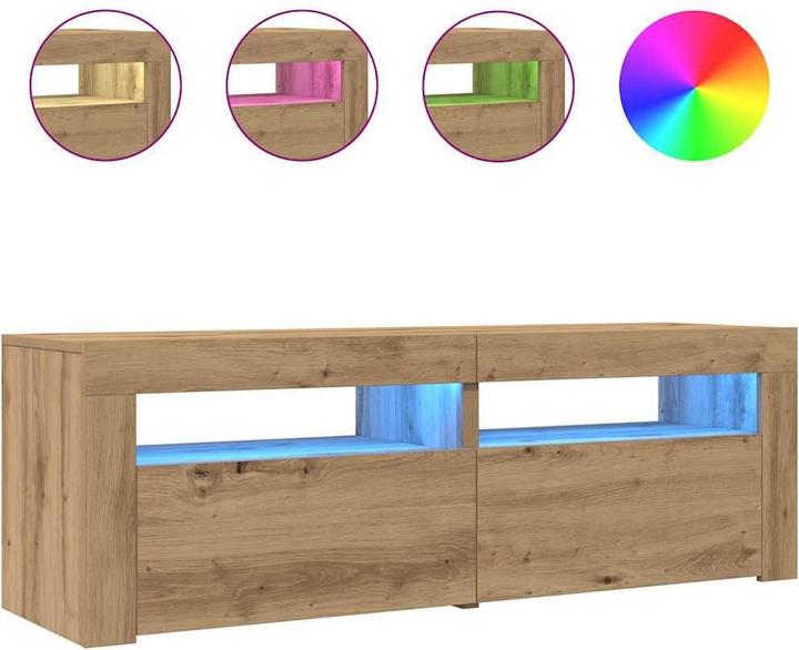 Produktbild VidaXL TV Schrank Lowboard Fernsehschrank Fernsehtisch mit LED Artisan-Eiche (120 x 35 x 40 cm)