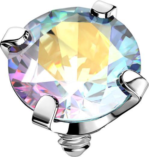 Star Piercing Dermal Anchor silber Kristall multicolor gefasst (ohne Messing, Chirurgenstahl 316L)