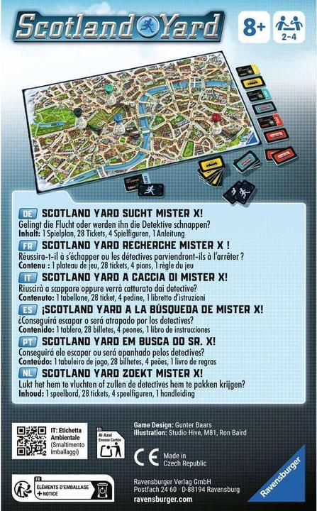 Produktbild Ravensburger 22451 - Scotland Yard, Mitbringspiel für 2-4 Spieler, Strategiespiel ab 8 Jahren (Deutsch, Französisch, Spanisch, Italienisch, Niederländisch, Portugiesisch)