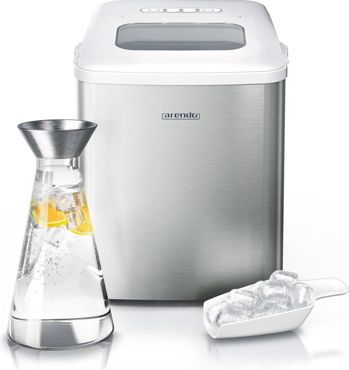 Arendo Eiswürfelmaschine, 120W mit 1,5L Behälter, Eiswürfelbereiter, 9 Eiswürfel in 9 Minuten, Silber