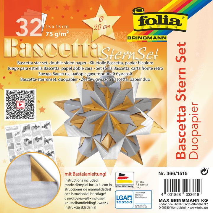Actual product image Folia Bascetta star folder, 150 x 150 mm, silver/gold