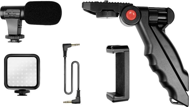Immagine prodotto LogiLink Kit Vlogger con luce LED, microfono + treppiede, per smartphone da 4,77 pollici