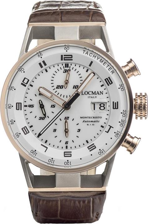Locman Italy Herrenuhr Montecristo Automatik weiss/roségold PVD 44 mm Ref. 051 (Analoguhr, 44 mm)