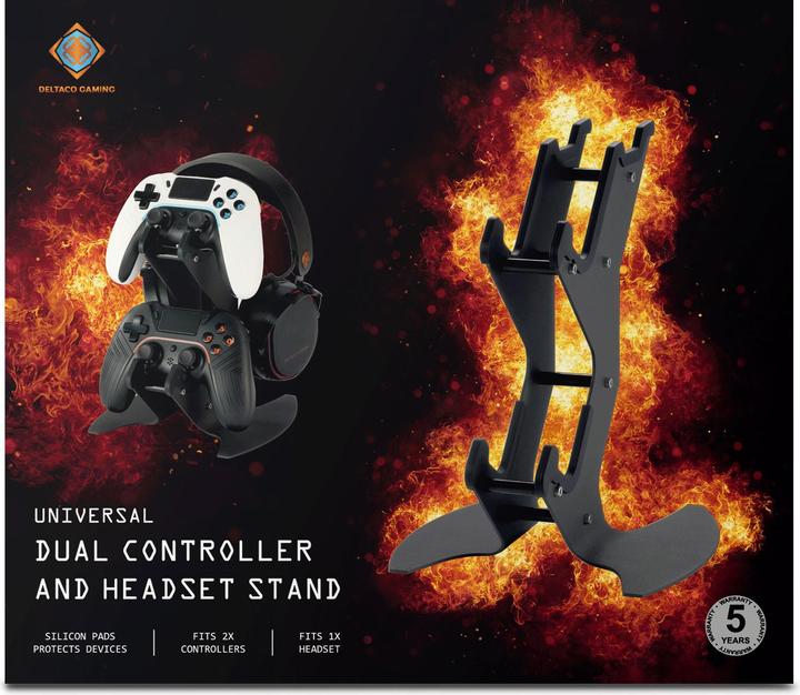Produktbild Deltaco Gaming Dual Controller- & Headsetständer (Switch, PS5, PS4, Android, iOS, Mac, PC, PS3, PS4 Pro, Switch Lite, Switch OLED, Xbox Series X, Xbox Series S, Xbox One S, Xbox 360)