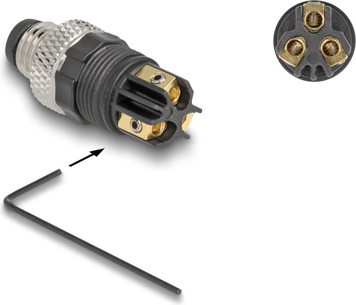 Image du produit Delock Connecteur M8 A-codé 3 broches mâle pour montage avec connexion par vis