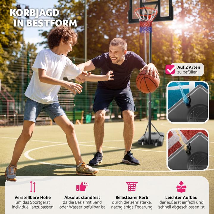 Actual product image tectake Basketball hoop Dirk, hoop height 234 - 302 cm, with ball & pump