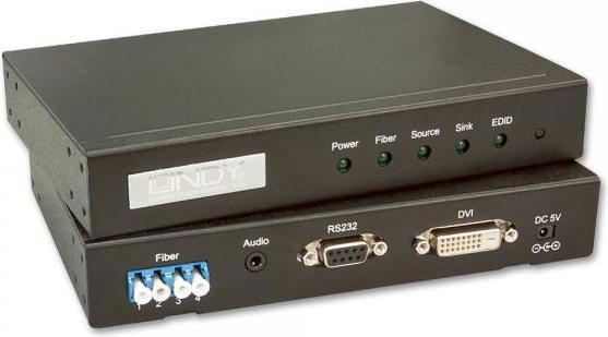 Image du produit Lindy Extender DVI Dual Link IR fibre optique 500m. Dual Link + RS232 4xLC 50/125