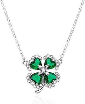 Agato - Silver necklace Four-leaf clover AGT-N021WGR