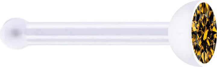 Star Piercing Nasenstecker gerade transparent mit Kristall topaz (ohne Messing, Bioflex)