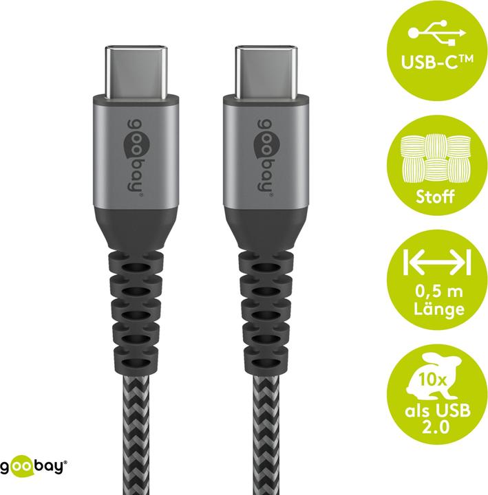 Immagine prodotto Goobay Cavo USB-C di, in tessuto, spina in metallo, extra robusto (0.50 m, USB 2.0)
