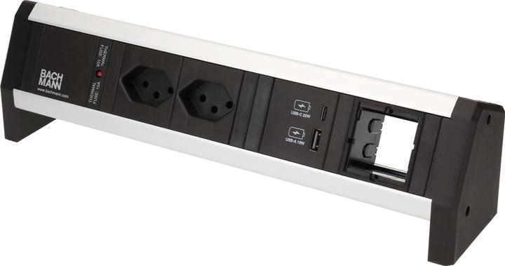 Bachmann Tischsteckdosenleiste DESK 1, 2x T13, 1x USB A/C, 1x Custom (2 x, USB-A, USB-C, Typ 13)