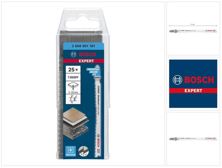 Actual product image Bosch Professional Zubehör Expert Hardwood 2-side clean T 308 BFP jigsaw blade, 25 pieces