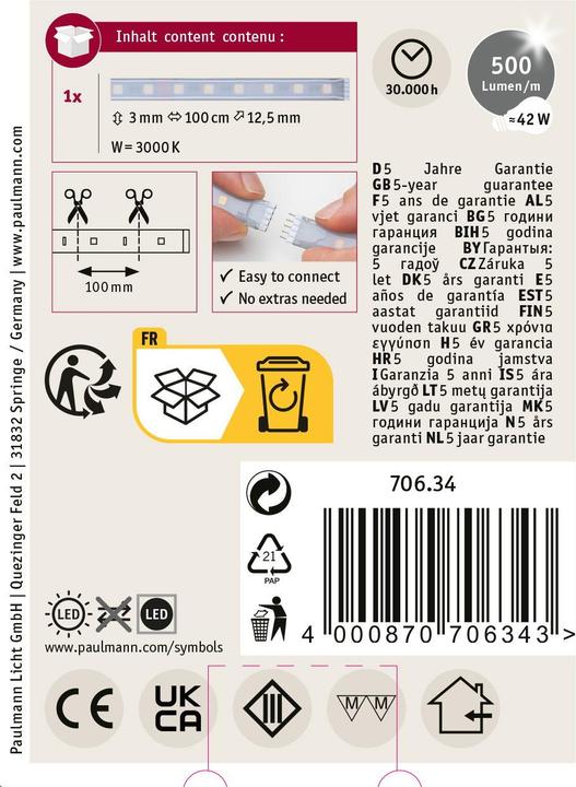 Immagine prodotto Paulmann MaxLED 500 Strisce (RGBW, 100 cm, Interno)