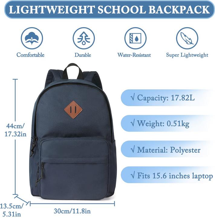 Image du produit Only-Bags.Store Sac à dos scolaire, sac à dos classique léger adolescent collège sac à dos décontracté de jour (630 l)
