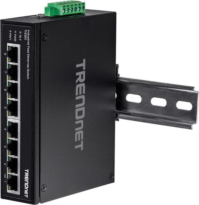 Produktbild Trendnet Industrie Switch 8 Port Fast Ethernet L2 DIN-Rail (8 Ports)