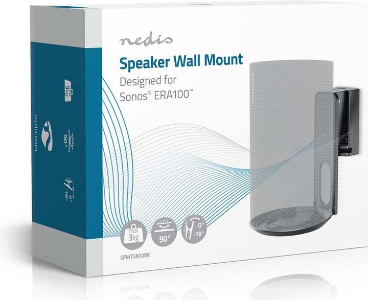 Produktbild Nedis Lautsprecherhalter - Kompatibel mit: Sonos Era100 - Wand - 3 kg - Drehgelenk/Neigung - kippbar (1 Stk., Wandmontage, Schwenkbar, Neigbar)