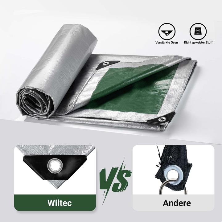 Actual product image Wiltec weatherproof tarpaulin green grey 3x2m PE tarpaulin 120g/m² garden tarpaulin