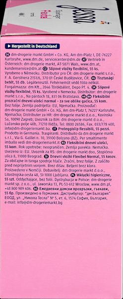 Nährwerte und Zutaten dm Jessa Slipeinlagen Flexibel (55 x)
