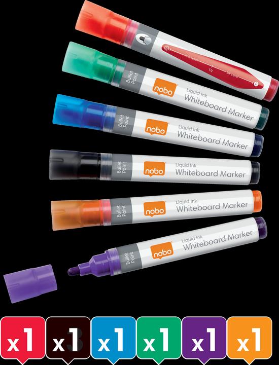 Nobo Liquid Ink Boardmarker (Mehrfarbig, 3 mm, 6 x)