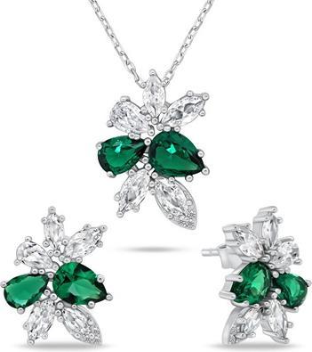 Immagine prodotto Brilio Argento - Incantevole parure di gioielli in argento con zirconi SET248WG (orecchini. collana)