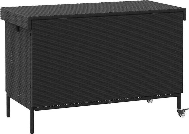 VidaXL Gartentruhe mit Rollen Schwarz 110x55x73 cm Poly Rattan