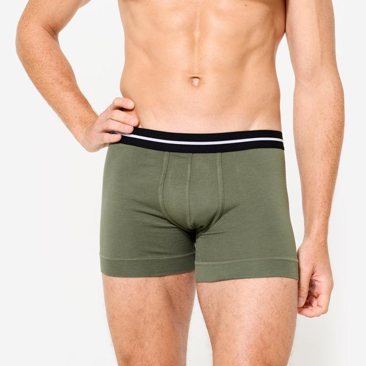 Produktbild Domyos Sport-Boxershorts Herren hoher Baumwollanteil 2er-Pack - grün/grau (L, 2er Pack)