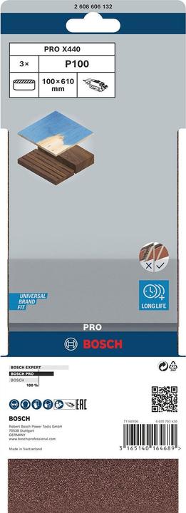 Actual product image Bosch Professional Zubehör PRO X440 sanding belt, 100 x 610 mm, G100 (100)