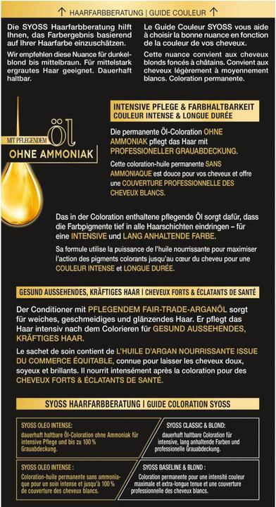 Valeurs nutritives et ingrédients Syoss Oleo Intense (5-92)
