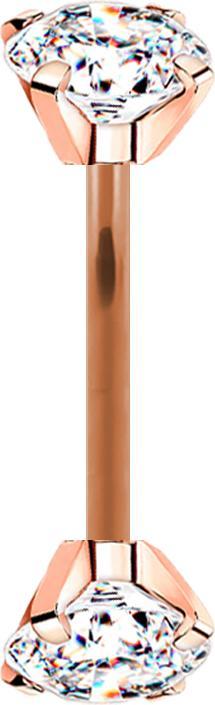 Immagine prodotto Star Piercing Micro banana in oro rosa con due cristalli incastonati in argento (Acciaio chirurgico 316L, senza ottone)