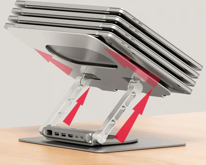 Produktbild Unitek PODSTAWKA POD LAPTOP + HUB USB-C HDMI 1.4 4K PD 100W (USB-C, 1 Ports)