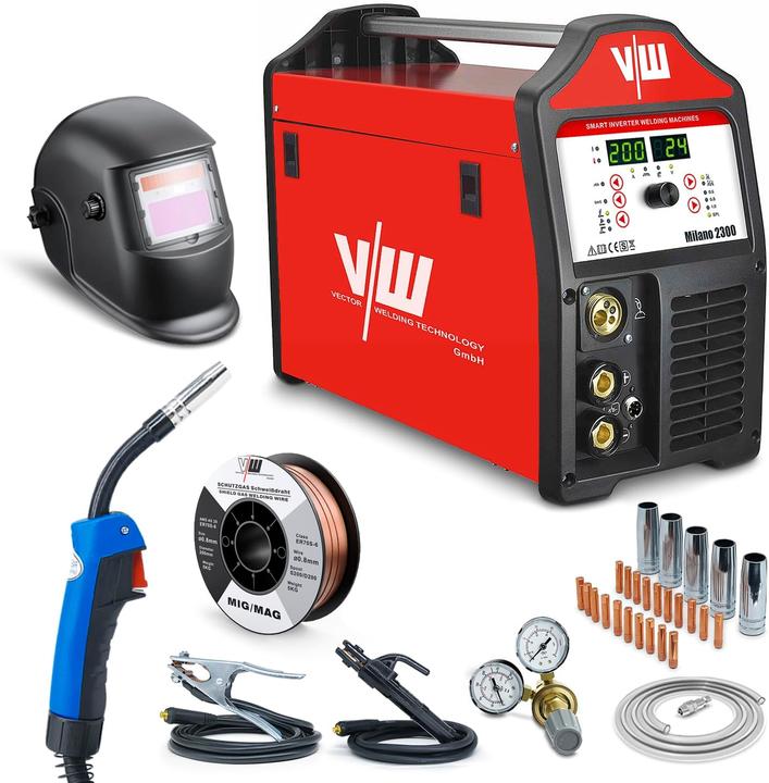 Vector Welding Milano 2300 - Fülldraht Schweissgerät 200A Set mit Schweisshelm