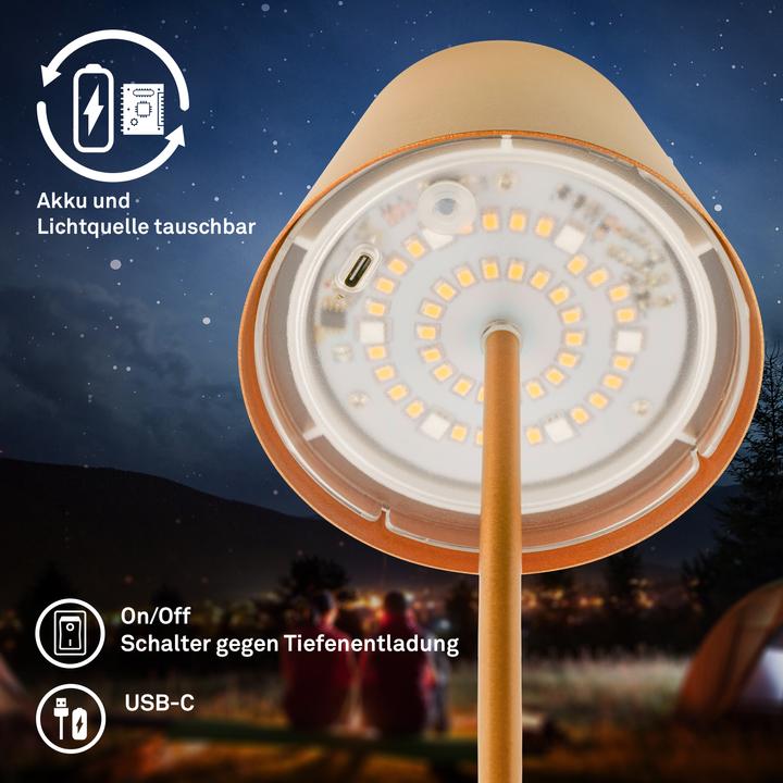 Image du produit Briloner RGB/W Accu lampe de table, IP44, 2,5W, couleur or incl. bottle cap
