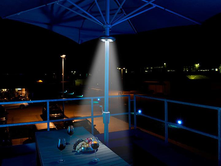 Image du produit Lunartec Éclairage parapluie LED lumineux LSL-120, IP44, télécommande, intensité lumineuse variable, 120 lm (120 lm, IP44)