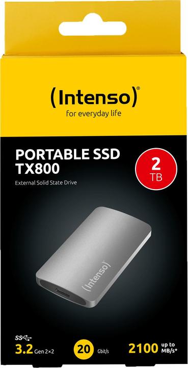 Actual product image Intenso SSD 2.0TB TX800 1.8" USB 3.2 Gen1 Anthracite (2 TB)