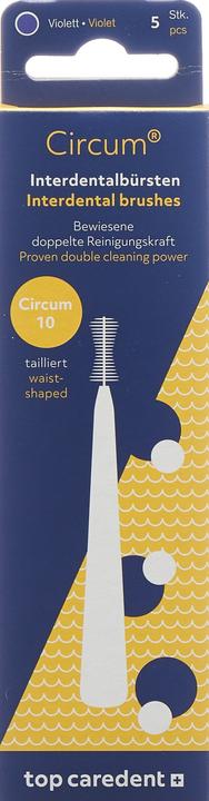 Image du produit Top Caredent Circum 10 brossettes interdentaires violet avec manche (5 x)