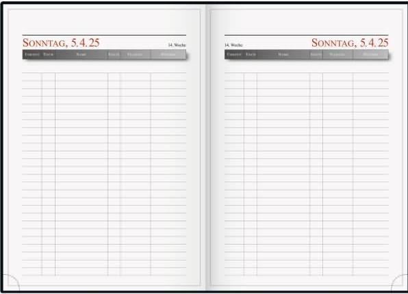 Actual product image Rido Book Calendar Reservation A4 1 day/2 pages Balacron dark blue 2025 (A4, German)