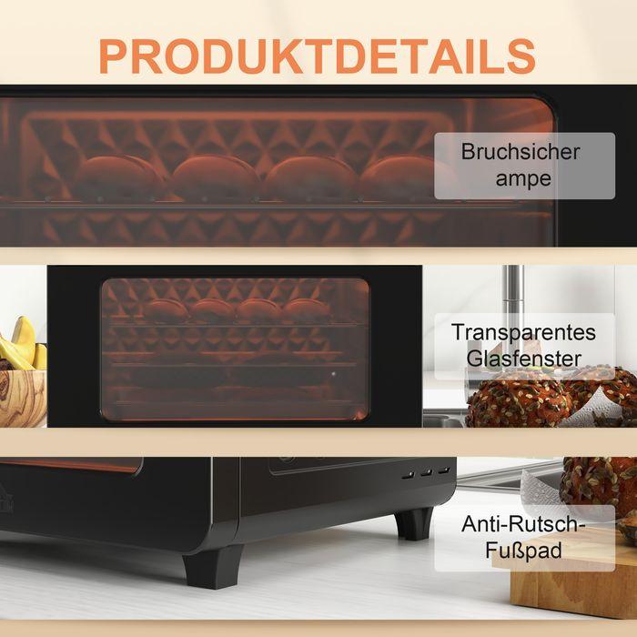 Produktbild Swisshandel24 Minibackofen 20L, Mini Ofen, 40-220°C, 17 Modi, Timer, 36x37x34,5cm, Schwarz
