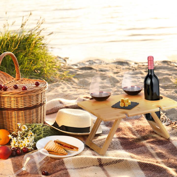 Actual product image Relaxdays Picnic wine table (Wine bottle holder)