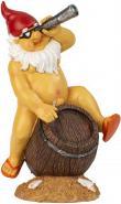 IKO Dwarf sitting naked with telescope on a barrel h= (31 x 15 cm)