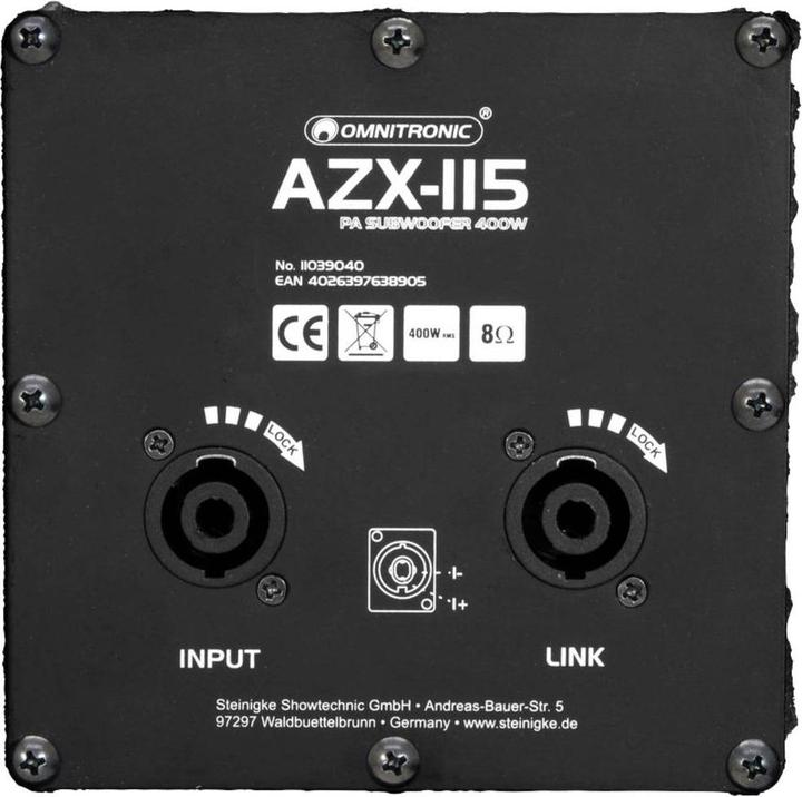 Actual product image Omnitronic AZX-115 PA Subwoofer 400W (Passive, 1x 400 W)