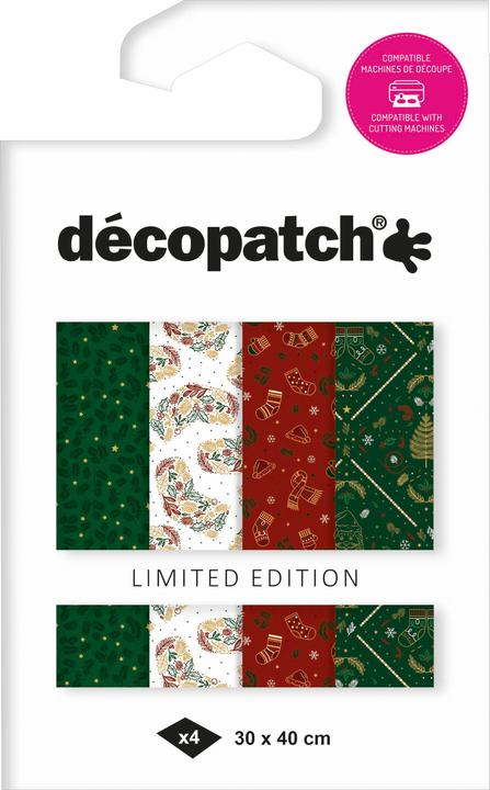 Image du produit Décopatch Assort. 4 papiers Foil Noël vintage (30 x 40 cm, 1680 x)