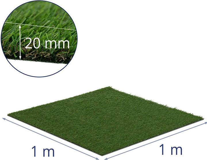 Actual product image Hillvert Kunstrasen Rasenteppich Balkon Terrasse Kunstgras 100 x 100 cm Höhe: 20 mm (100 x 100 x 2 cm)