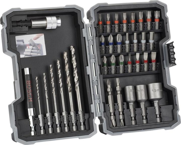 Bosch Professional Zubehör Set di 35 pezzi con punte per trapano+cacciavite, HSS-G, Extra Hard, PH, PZ, SL, H, T (8/10/13 mm, 2,5/3,0/3,5/4,0/5,0/6,0 mm)