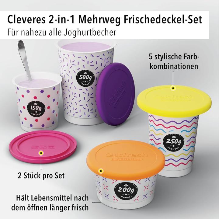 Produktbild Qikfresh Mehrweg Frischedeckel für Joghurtbecher Orange (2 x)