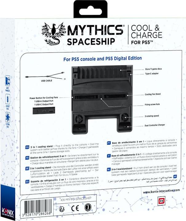 Immagine prodotto Konix Mythics Raffreddamento + Supporto di ricarica - Astronave (PS5)