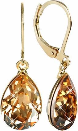 Image du produit Levien Elégants boucles d'oreilles plaquées or avec des cristaux Pear Golden Shadow