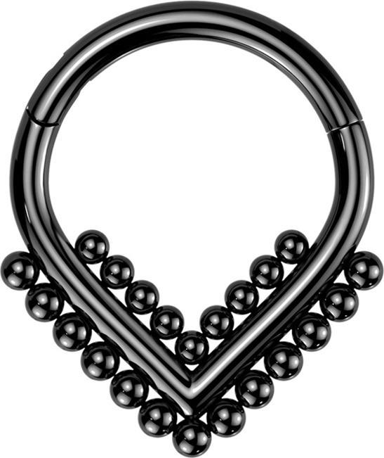 Produktbild Star Piercing Micro Segmentring klappbar Winkel schwarz mit Kugeln (ohne Messing, Titan G23)