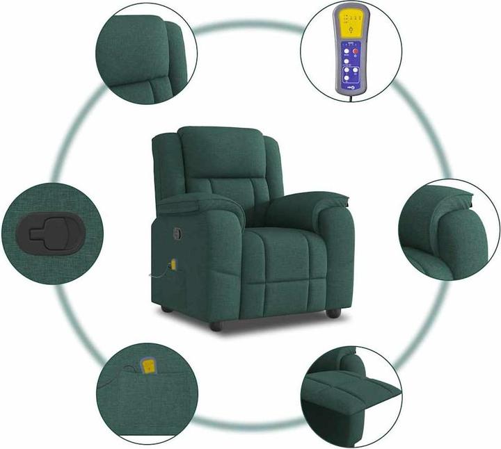 Image du produit VidaXL Fauteuil de massage Vert foncé Tissu Massage Fauteuil TV